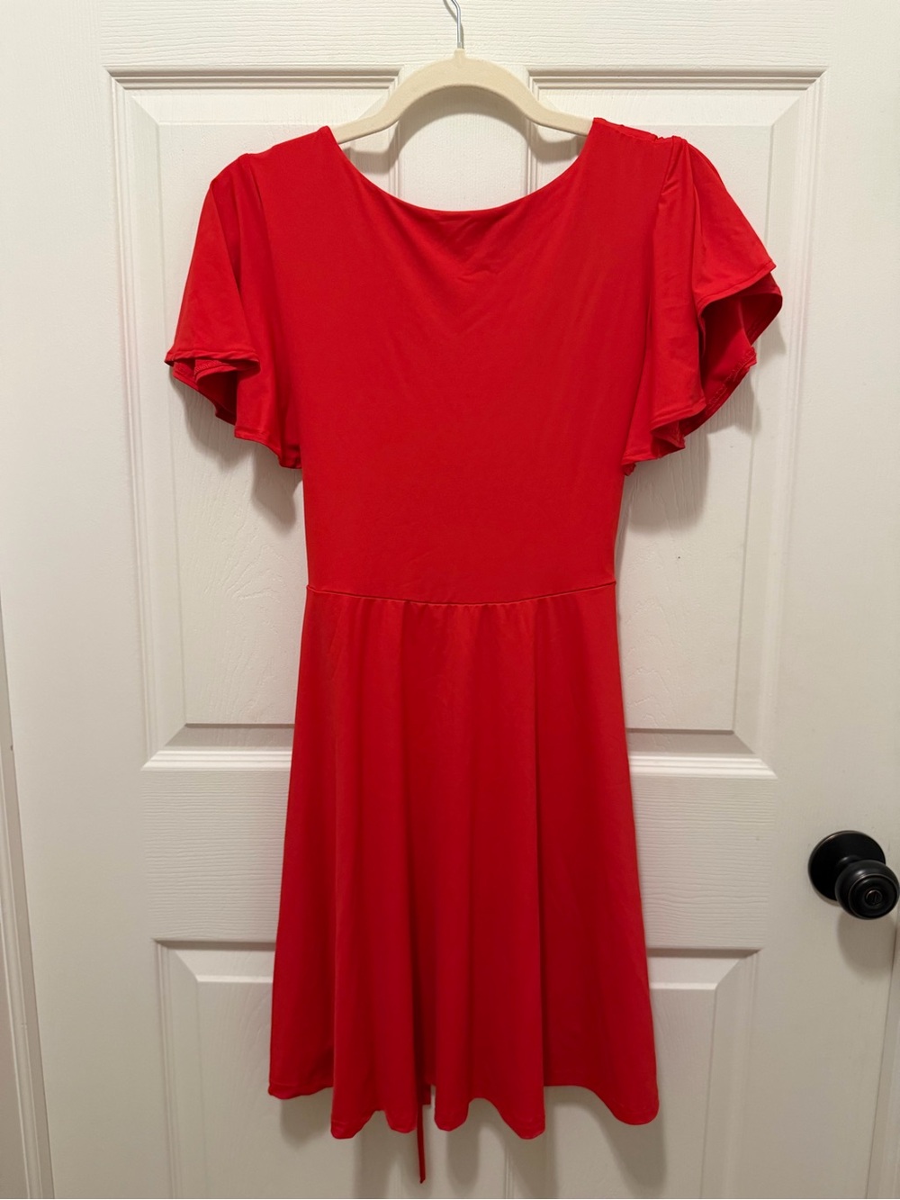 Red Flutter-Sleeve Mini Dress — Elegant Everyday Fit